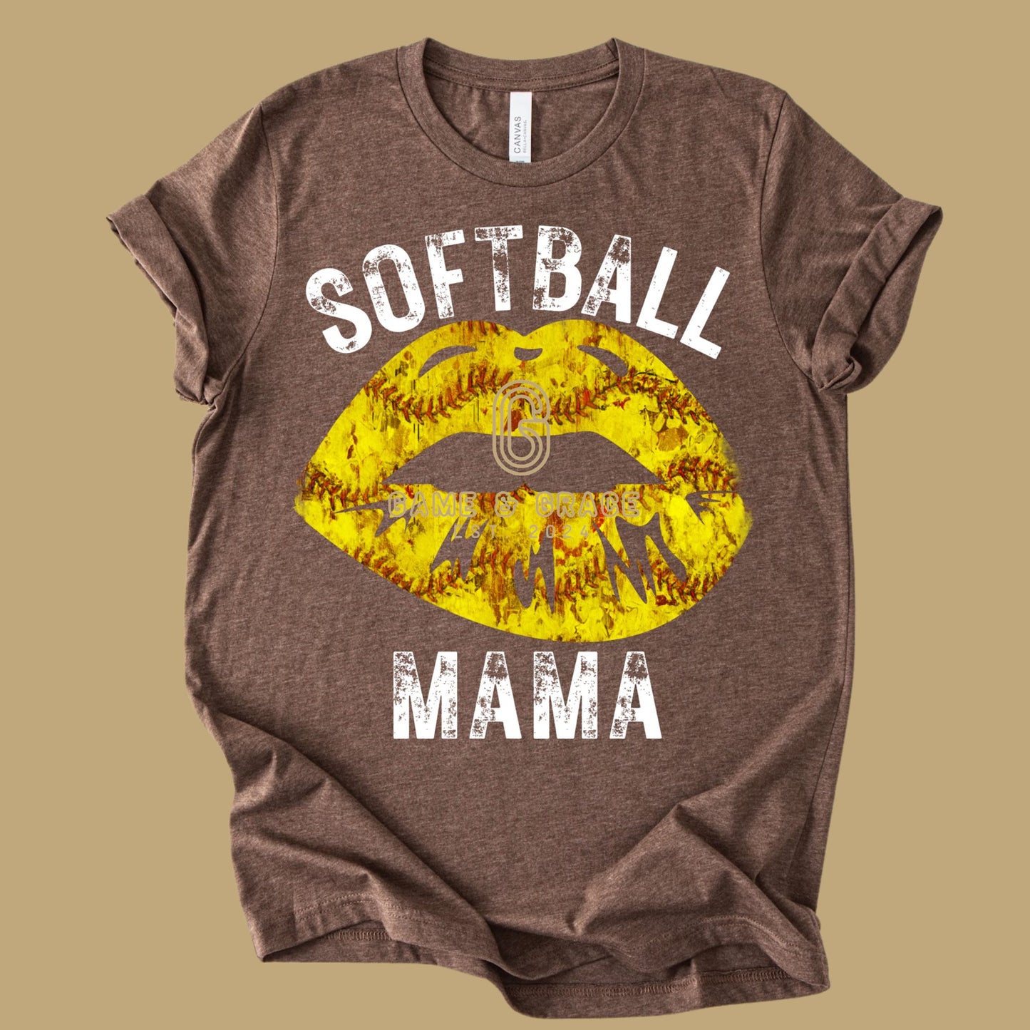 Softball Mama lips DTF Transfer Design