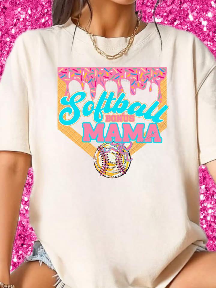 Softball Bonus Mama drip DTF Transfer Design STD