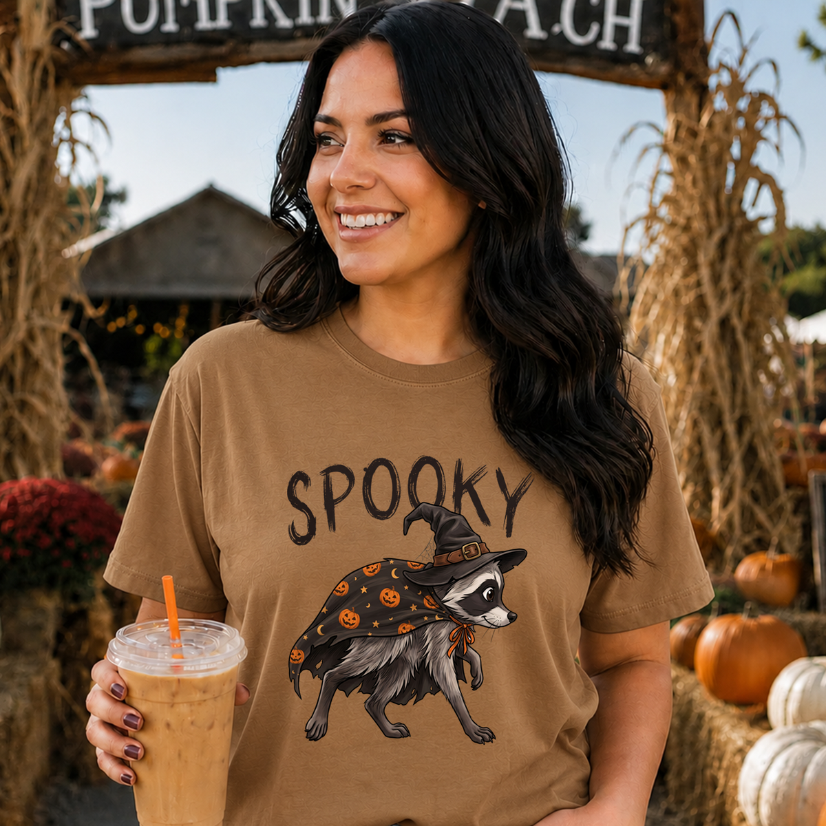 Spooky Raccoon pumpkin cape DTF Transfer Design