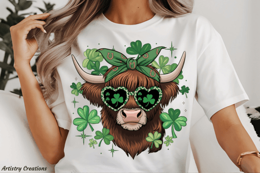 St. Patricks Day Highland Cow DTF Transfer Design CF