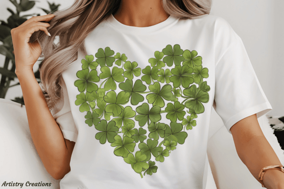 St. Patrick's Day Shamrock Heart DTF Transfer Design CF