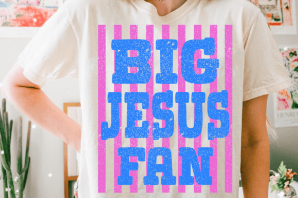 Striped Big Jesus Fan DTF Transfer Design