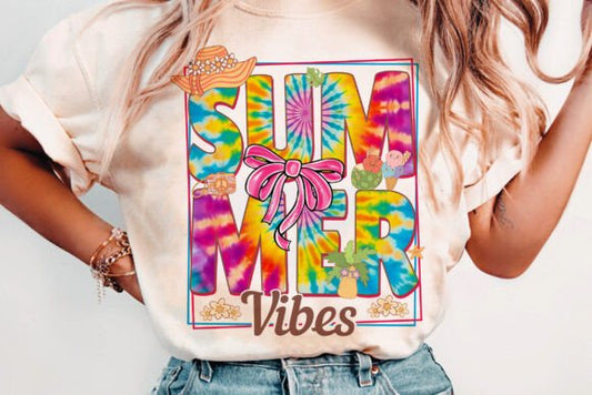 Summer Vibes Retro beach aesthetic DTF Transfer Design CF