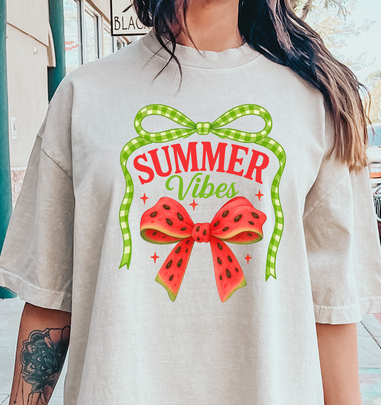 Summer vibes watermelon bow DTF Transfer Design