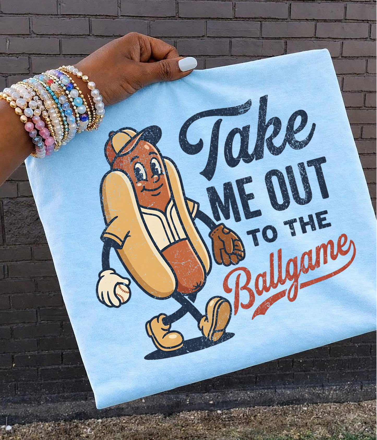 Take Me Out The Ballgame hotdog DTF Transfer Design
