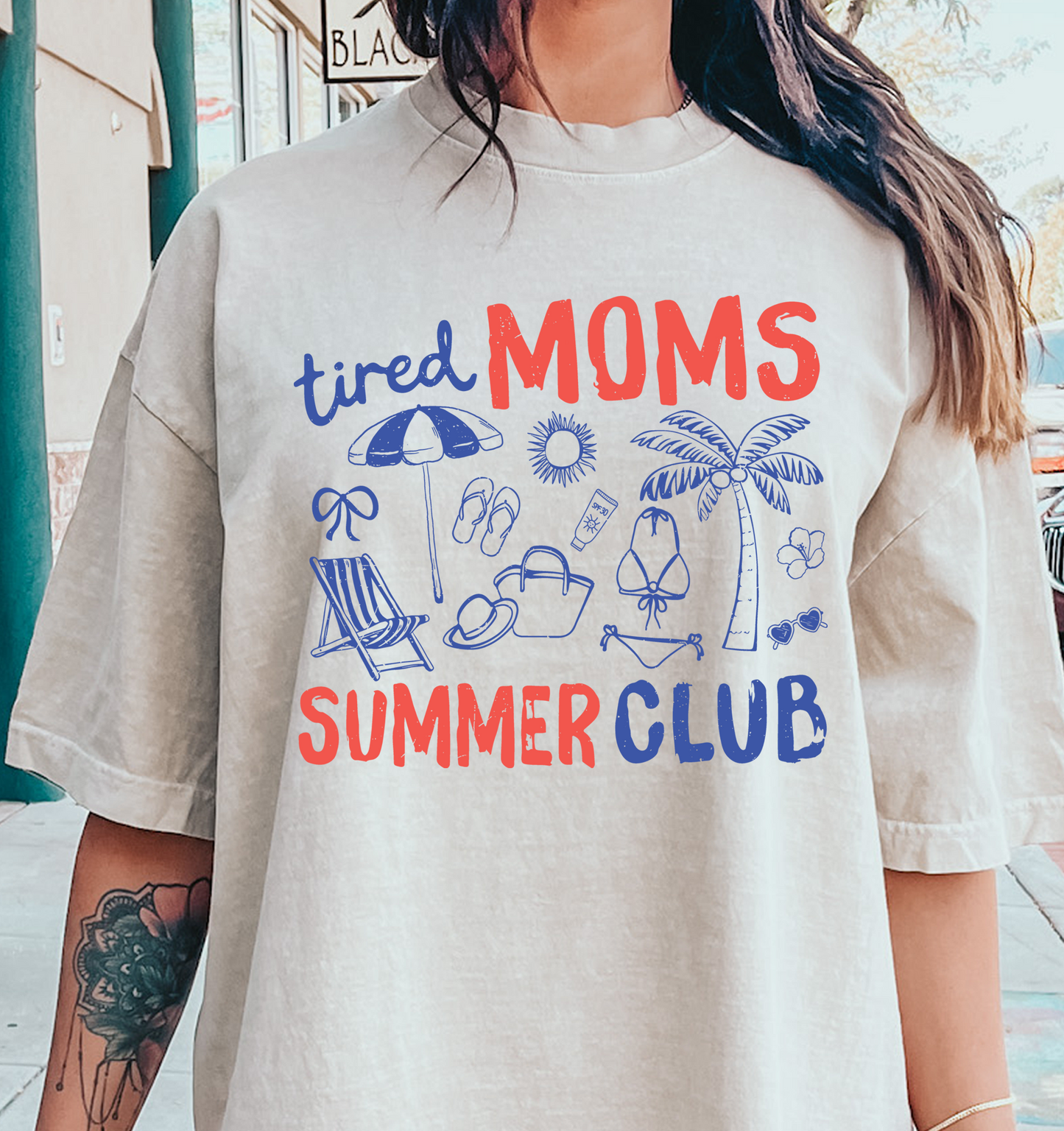 Tired Mom summer club-01 DTF Transfer Design