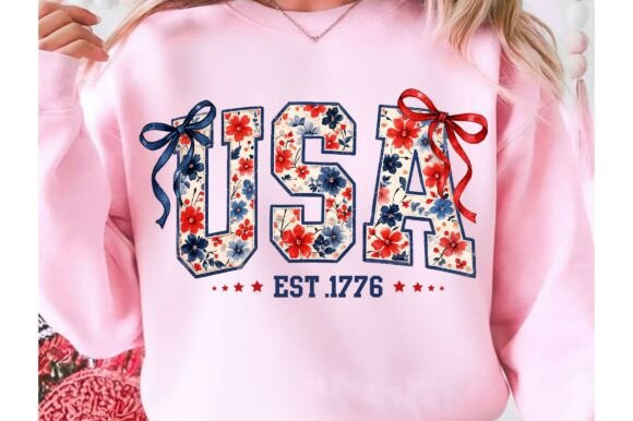 USA Coquette Bow Floral_ DTF Transfer design