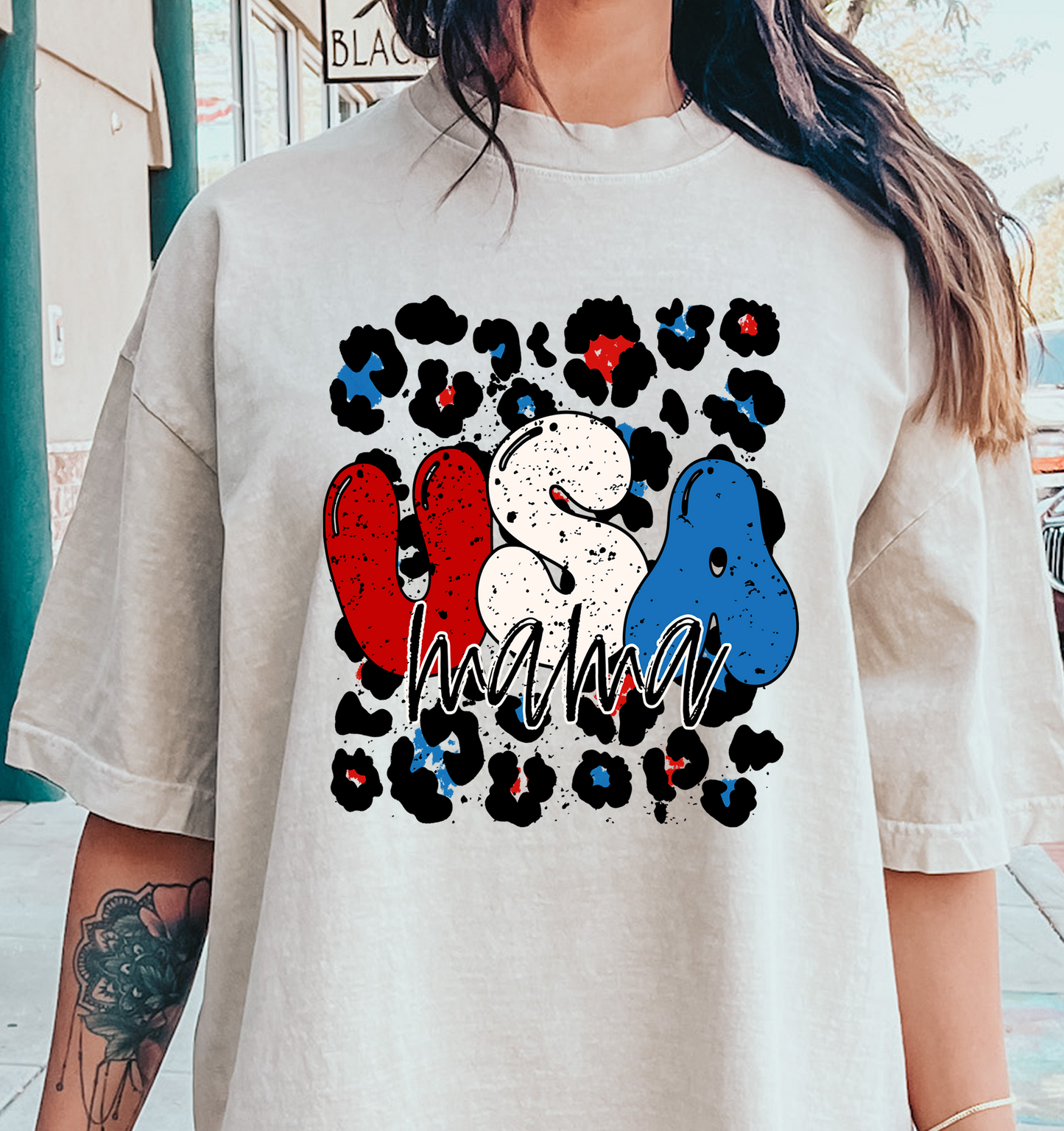 USA Mama cheetah DTF Transfer Design