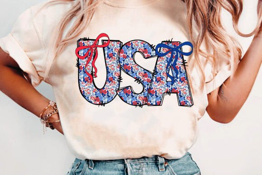 USA coquette word art DTF Transfer Design CF