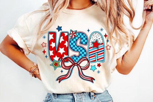 USA coquette word art retro DTF Transfer Design CF