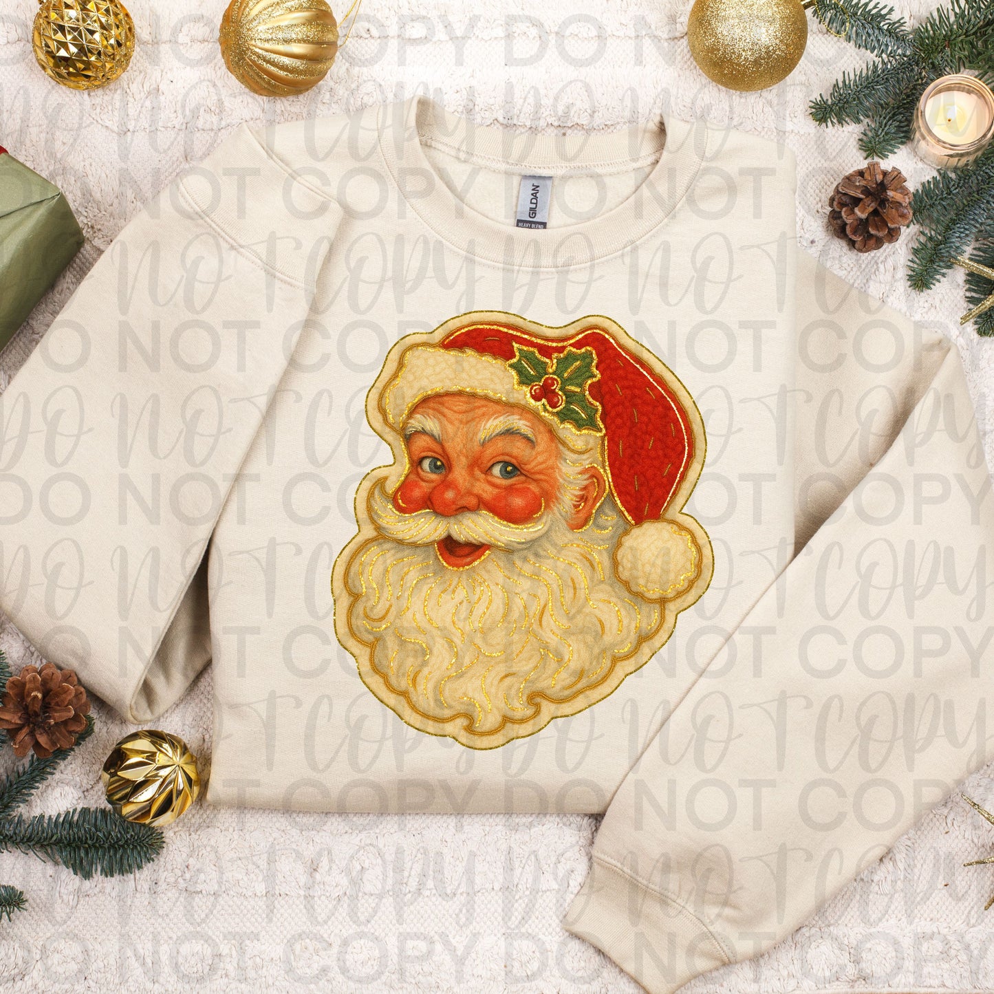 Chenille Patch Santa DTF Transfer Design SS