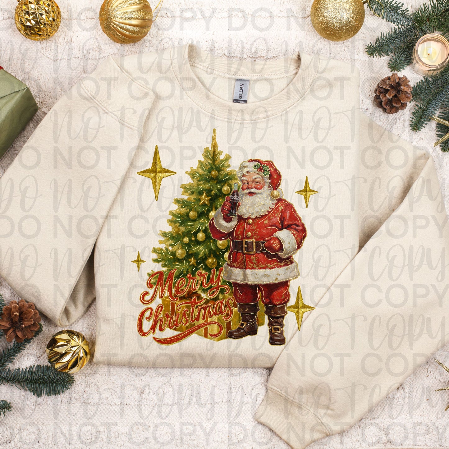 Merry Christmas Santa and Christmas tree DTF Transfer Design SS