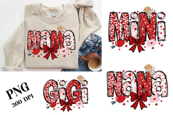 Mama Mini Gigi Nana Valentine Names DTF Transfer Design CF