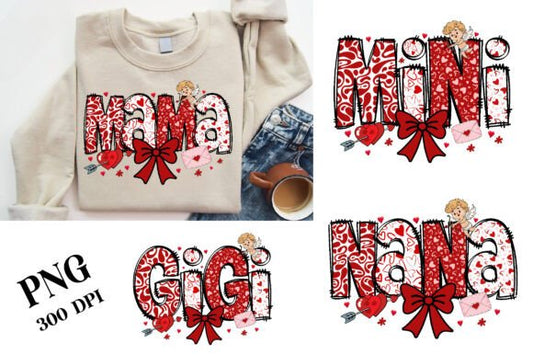 Mama Mini Gigi Nana Valentine Names DTF Transfer Design CF