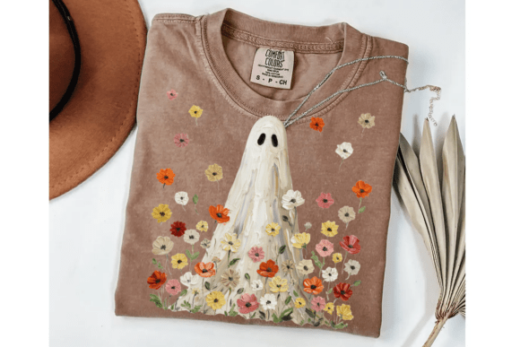Wildflowers Ghost Spooky Season DTF Transfer Design