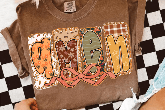 amen fall stamps bow DTF Transfer Design