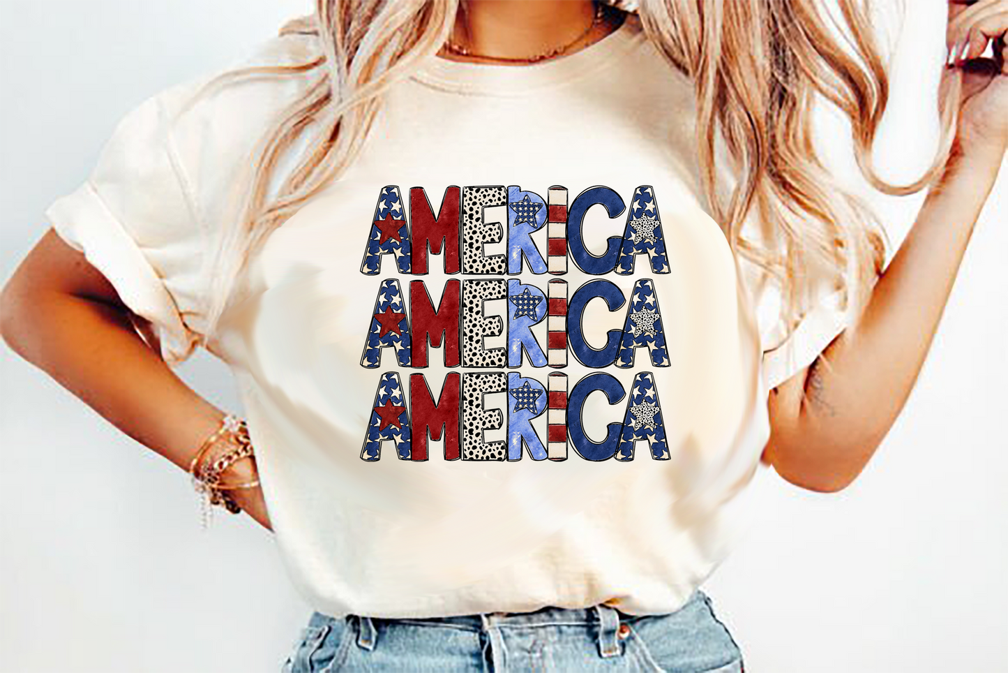 america stacked DTF Transfer Design