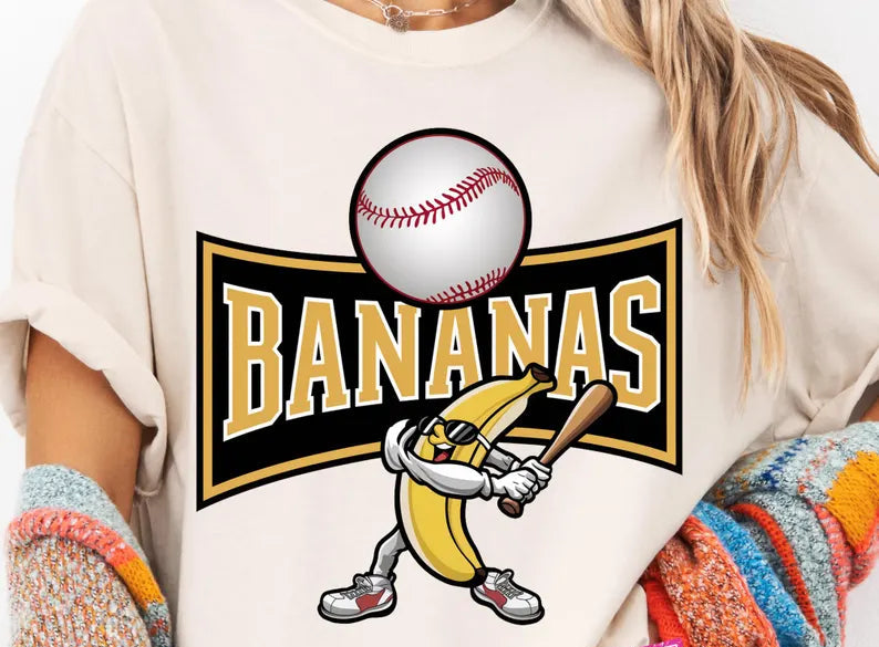 Bananas Baseball swing DTF Transfer Design