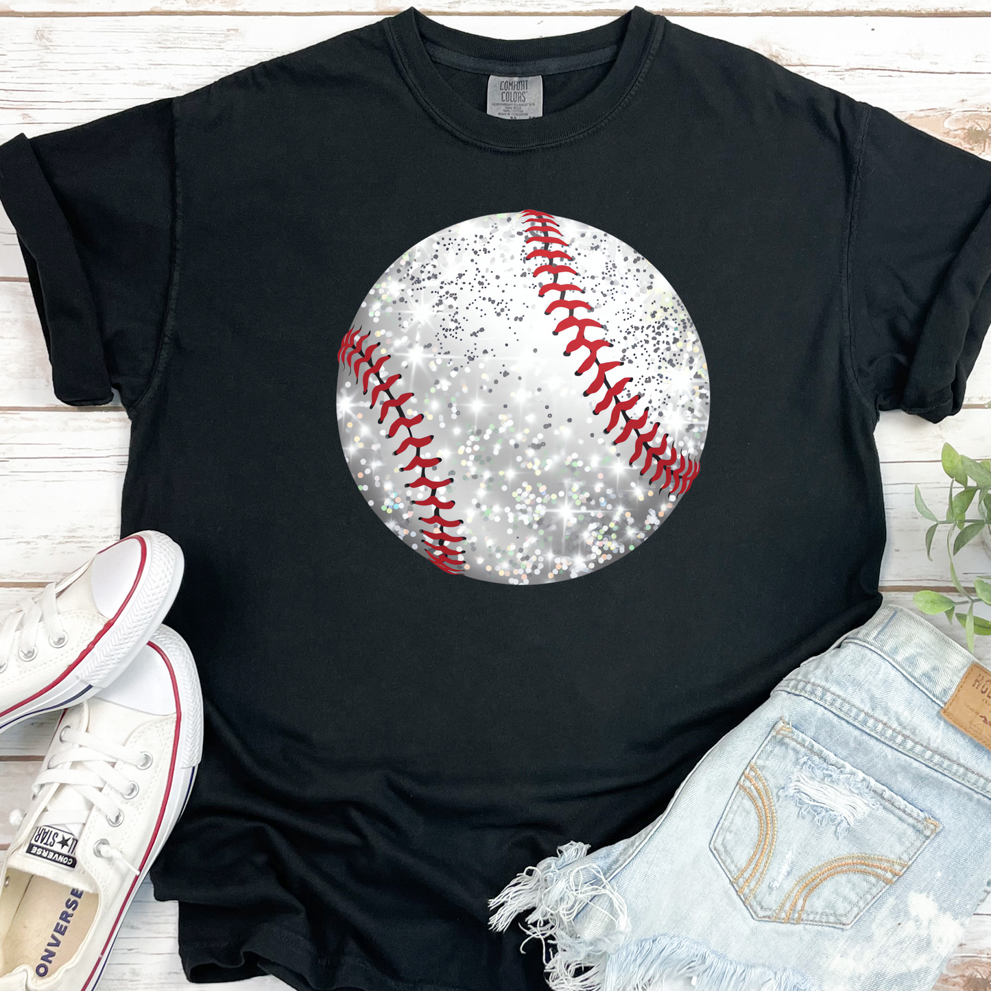 Baseball glitter ball DTF Transfer Design