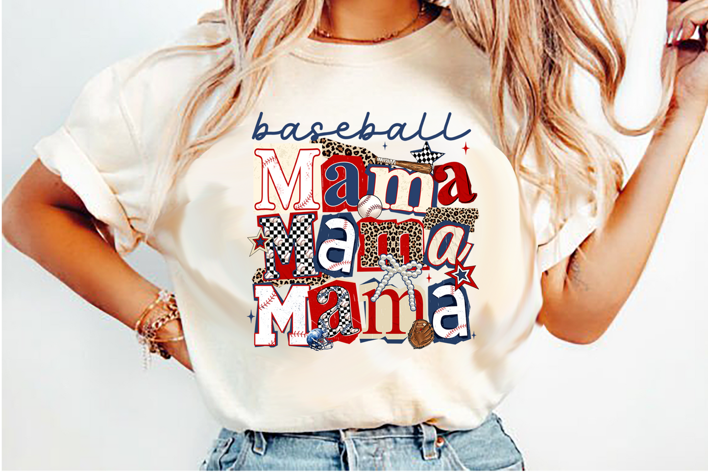 baseball mama DTF Transfer Design