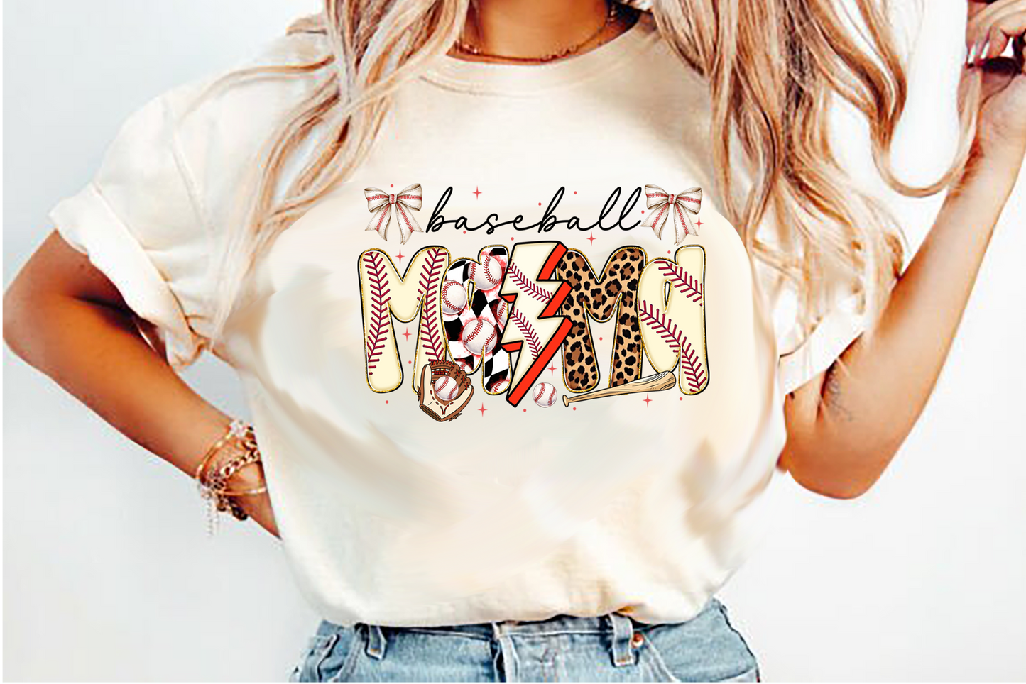 baseball mama black DTF Transfer Design