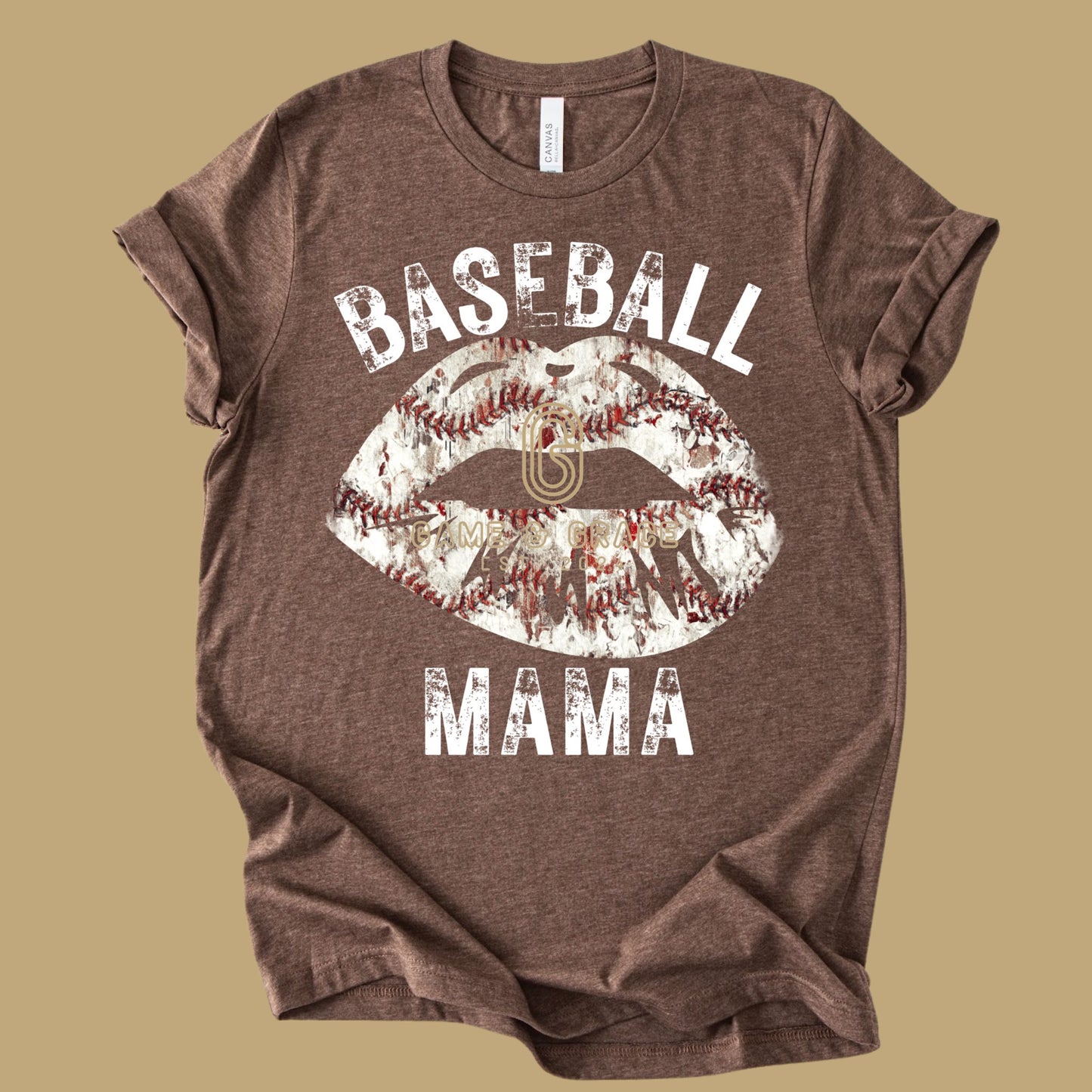 Baseball Mama lips distressed DTF Transfer Design