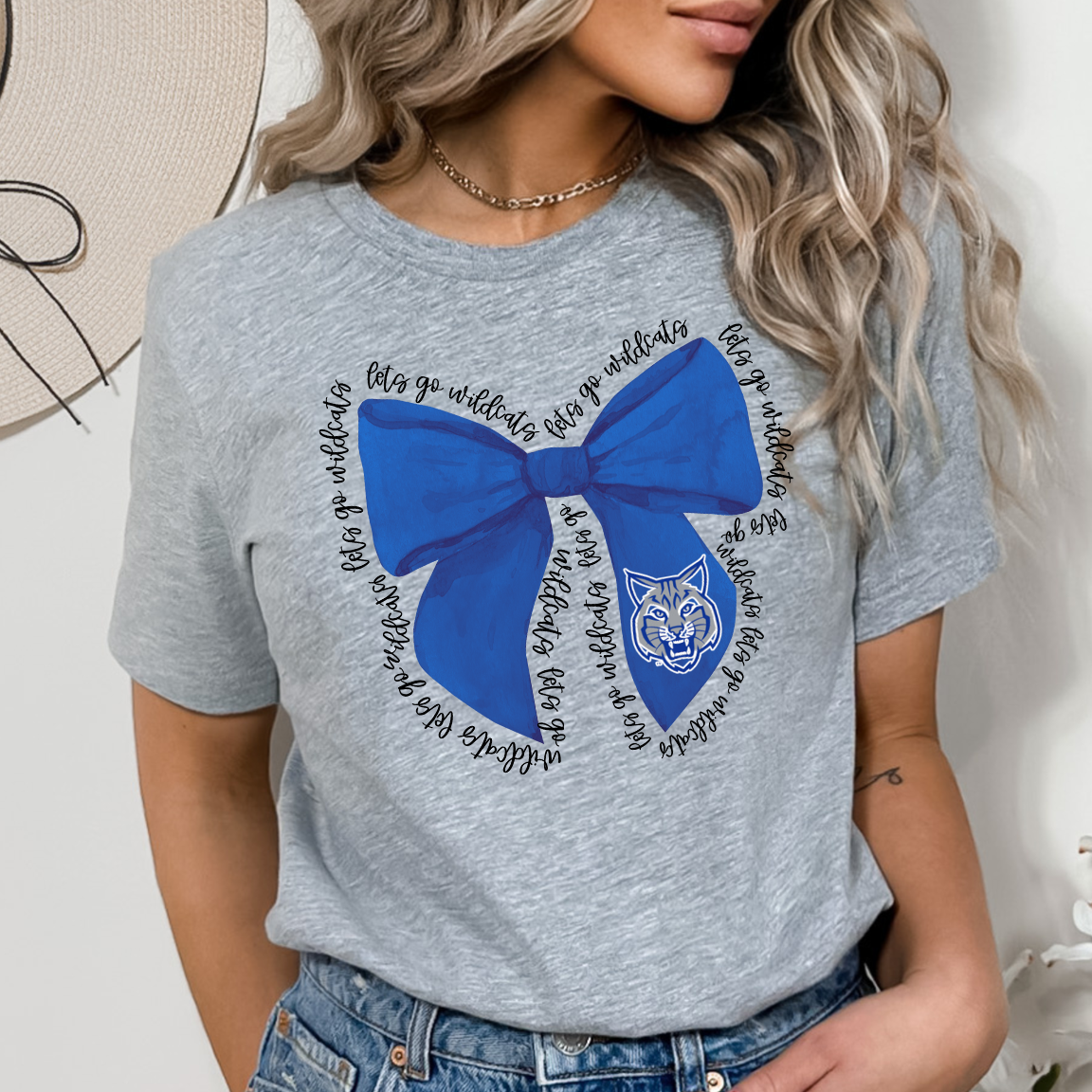 Wildcats Royal Let's Go Bow DTF Transfer Design