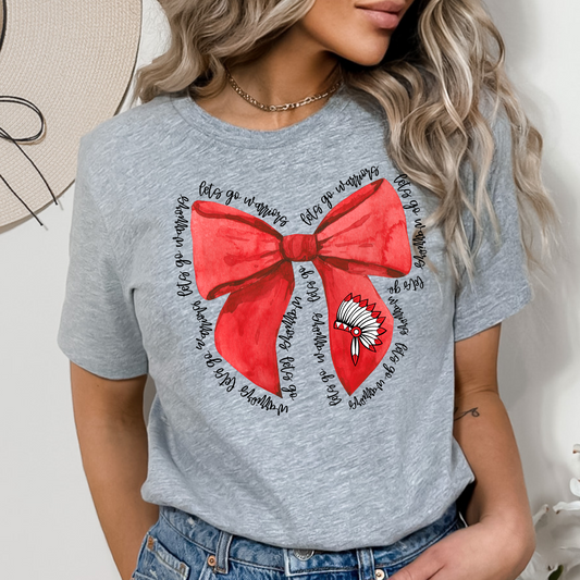 Let's Go Warriors Red Bow DTF Transfer Design