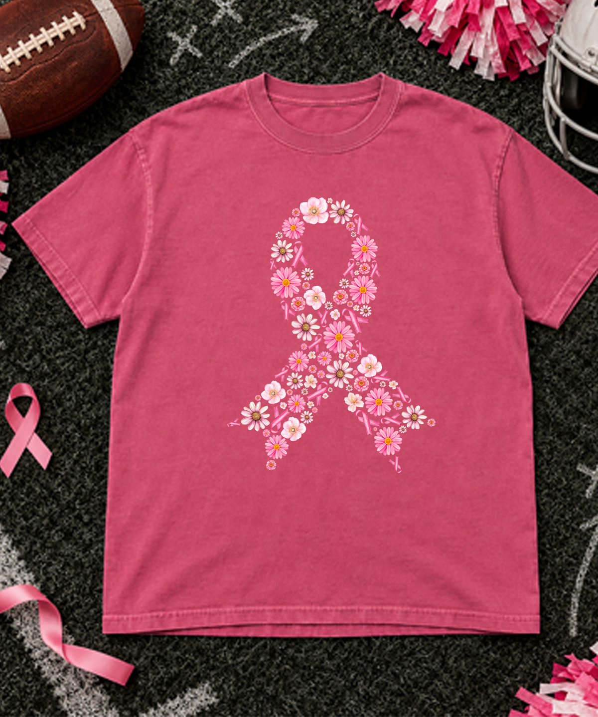 breast cancer flowers ribbion DTF Transfer Design