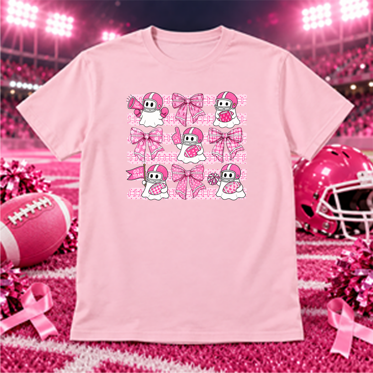 breast cancer football ghost (2) (1) DTF Transfer Design