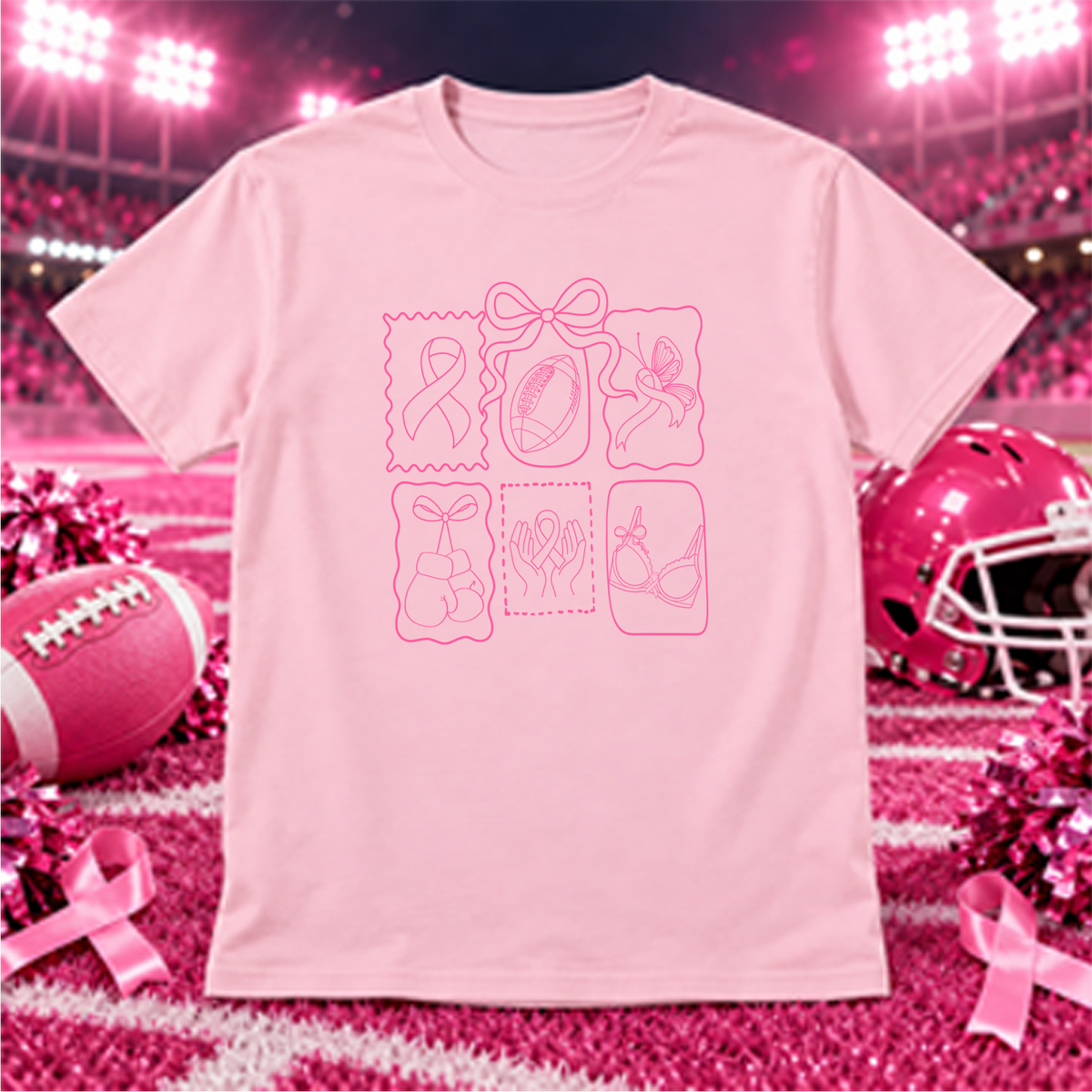 breast cancer postcard stamp DTF Transfer Design