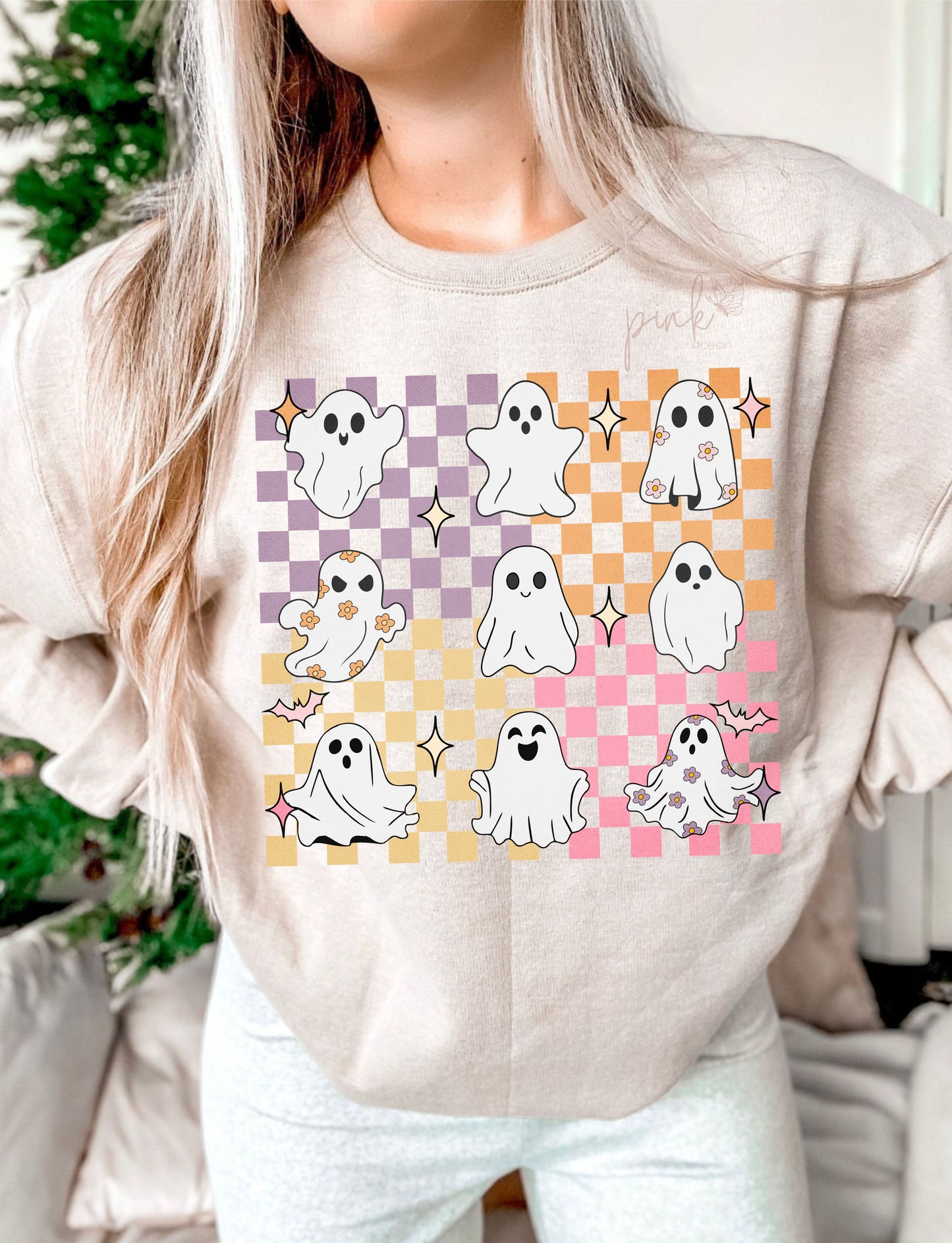 Checkered Ghosts Stacked DTF Transfer Design