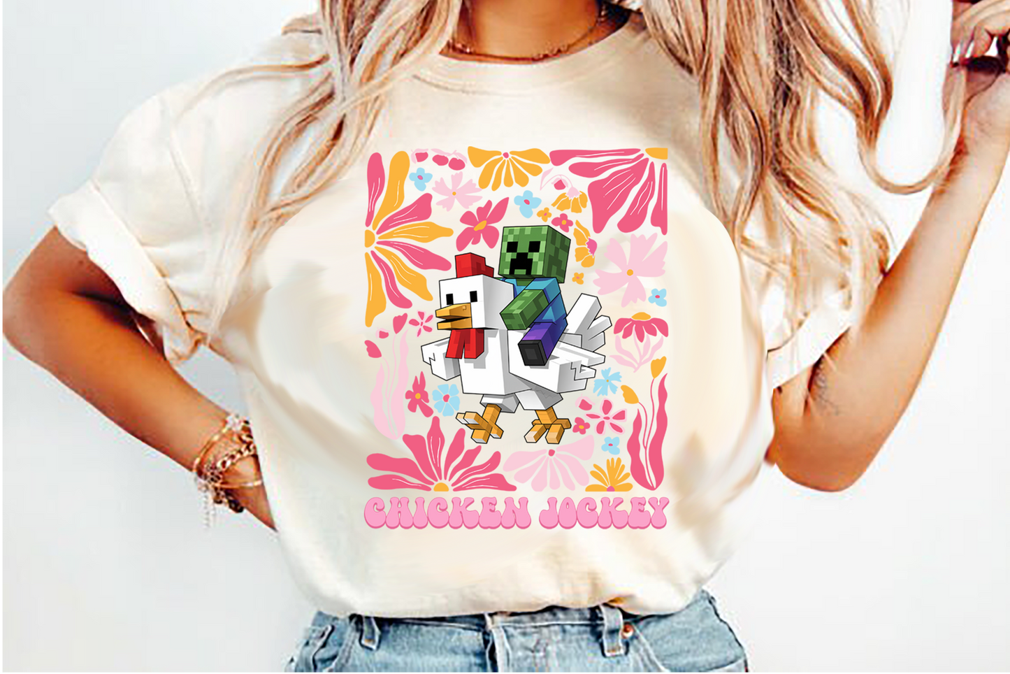 chicken Jockey Minecraft DTF Transfer Design