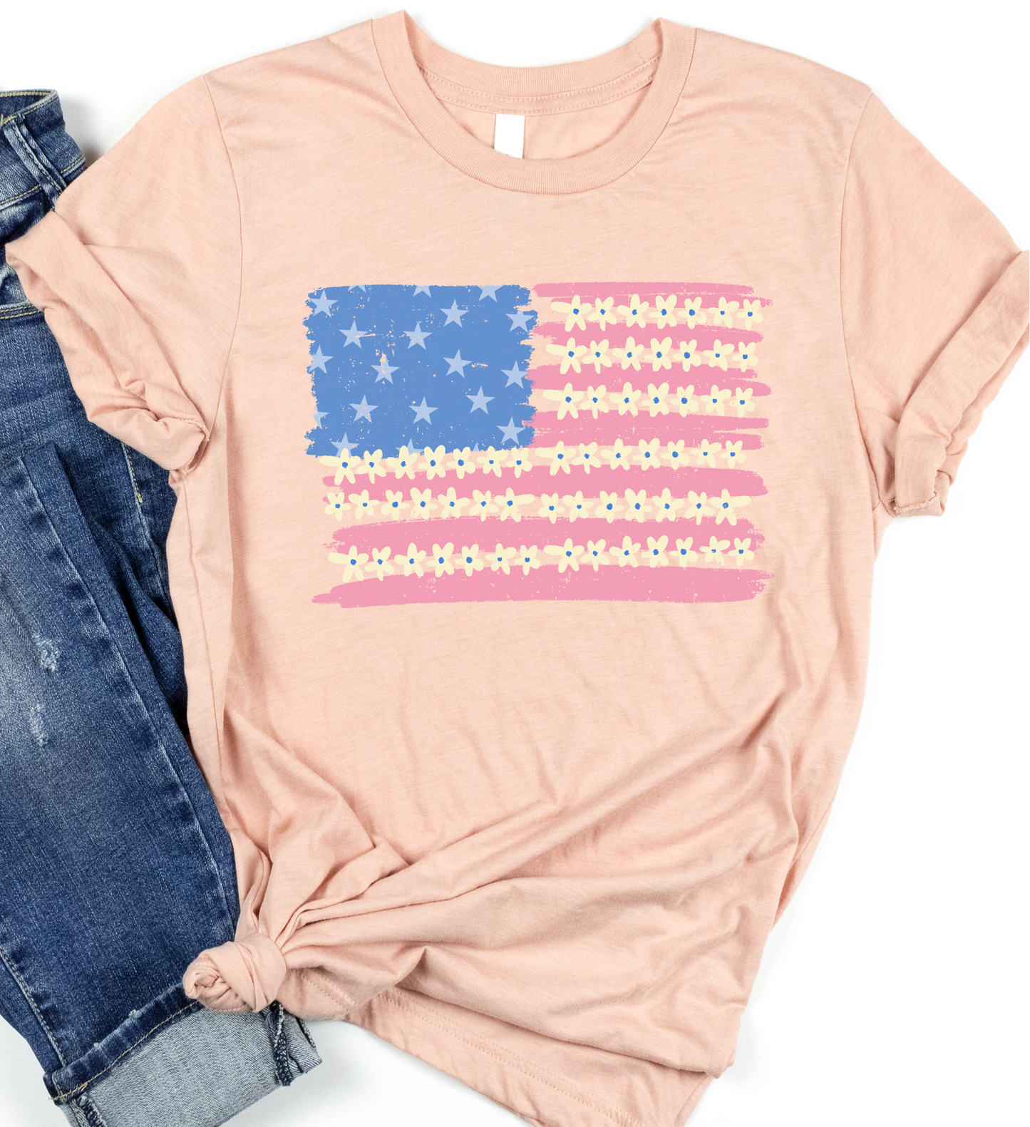 Daisy American flag DTF Transfer design