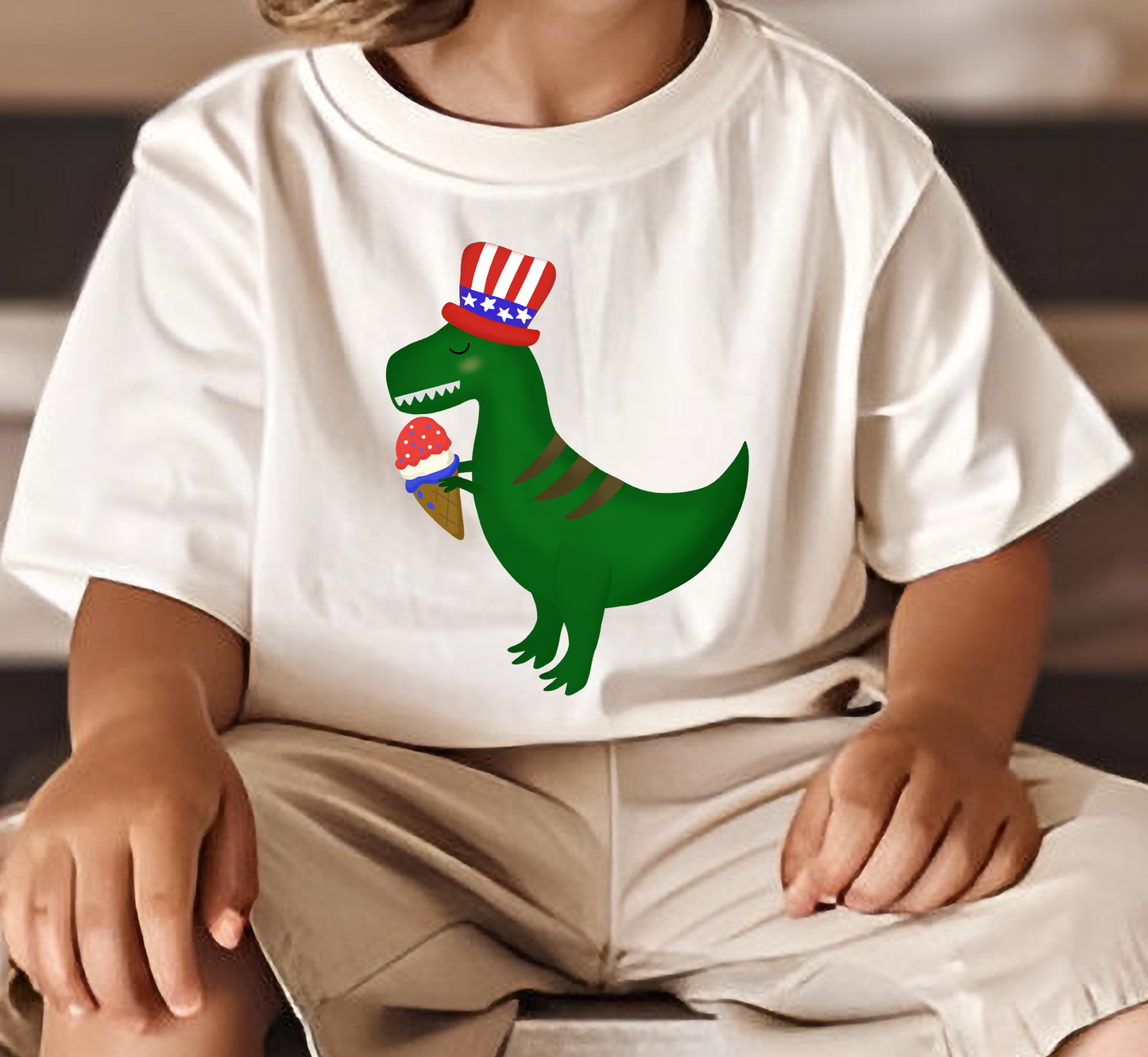Dino 4th of July DTF Transfer Design