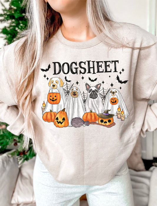 dog sheet with bats and pumpkins DTF Transfer Design