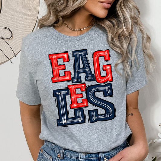 Eagles Boho Red and Navy DTF Transfer Design