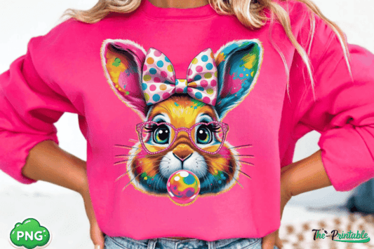 Easter Bunny Glasses colorful DTF Transfer Design
