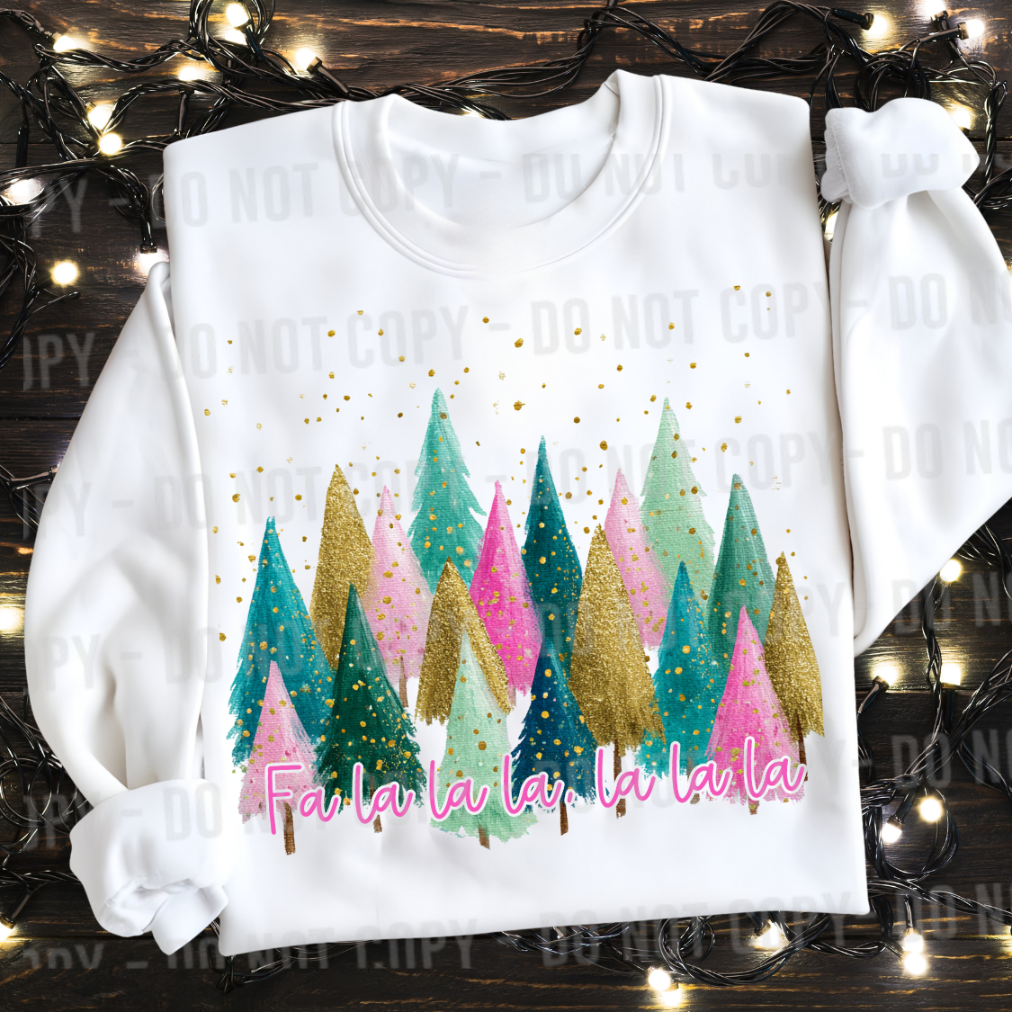 fa la la la la la pastel trees DTF Transfer Design