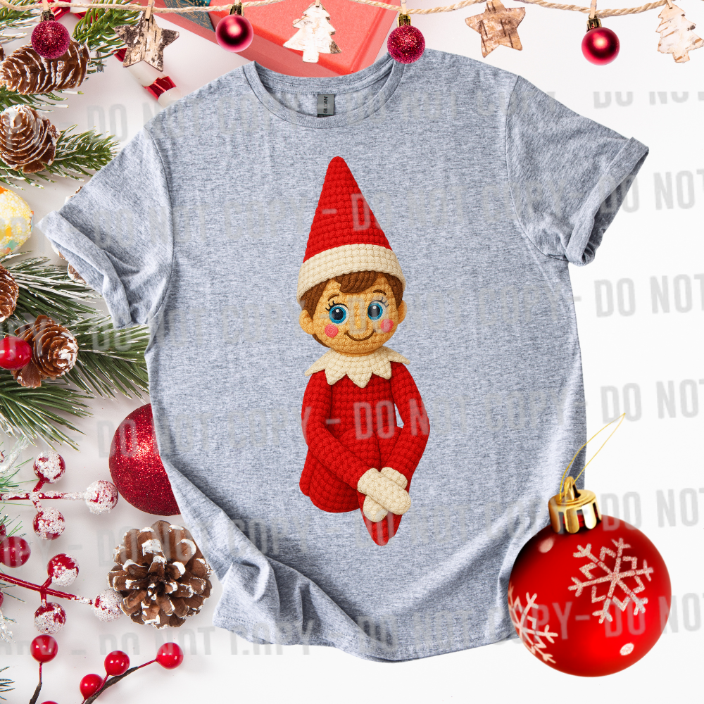 Elf on the shelf faux yarn crochet DTF Transfer Design