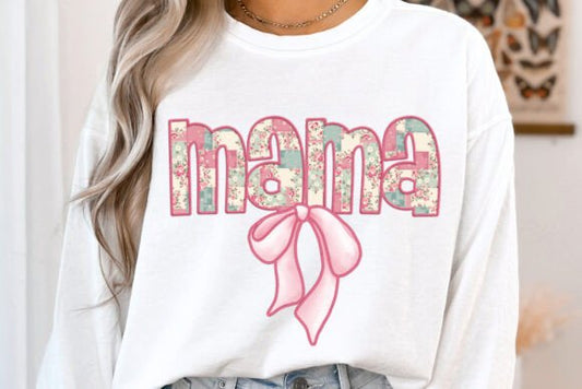 Floral Mama with Bow DTF Transfer Design CF