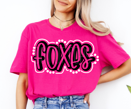 Foxes Lines and Dots  DTF Transfer Design