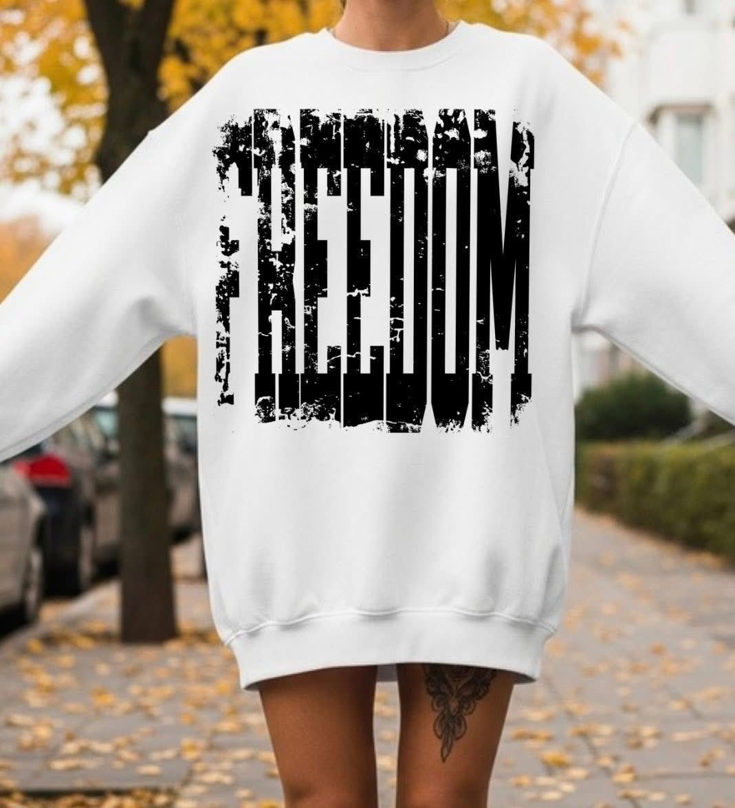 Freedom Black Distressed DTF Transfer Design