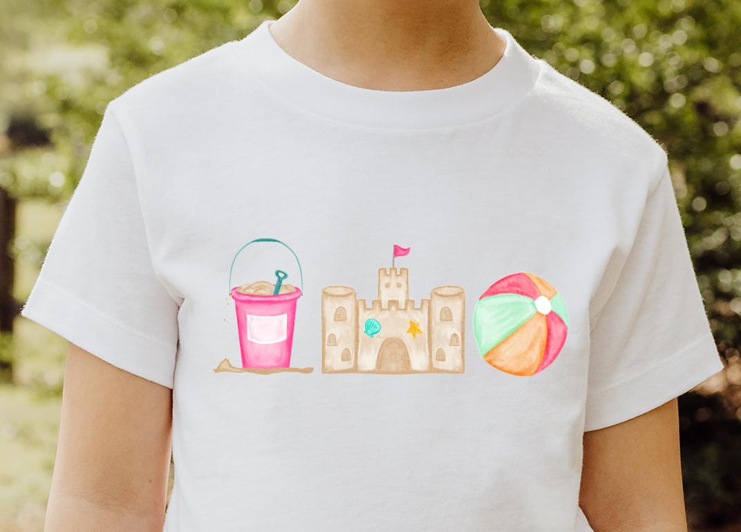 Girls sand castle trio DTF Transfer Design
