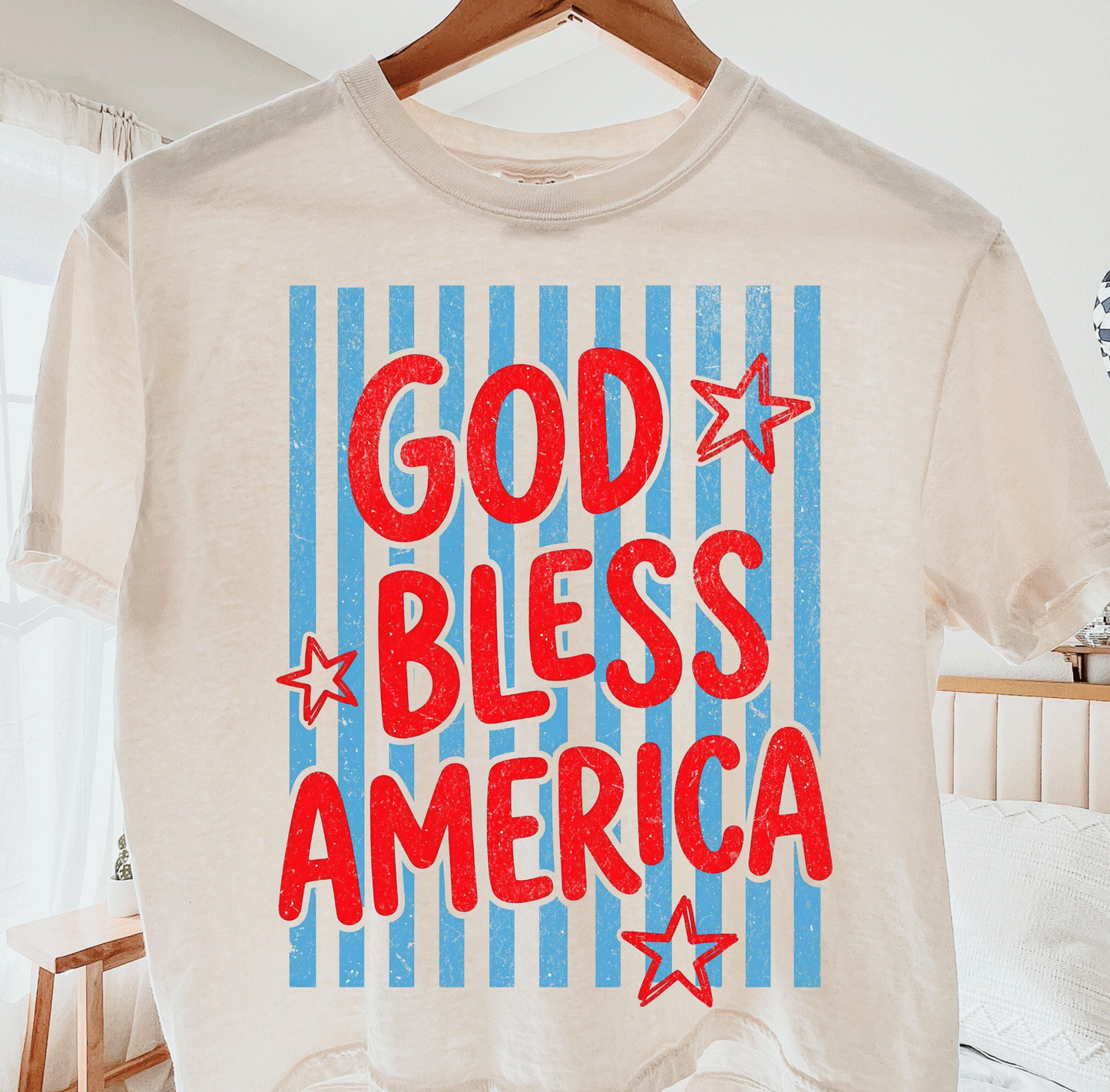 god bless america stripes grunge DTF Transfer design