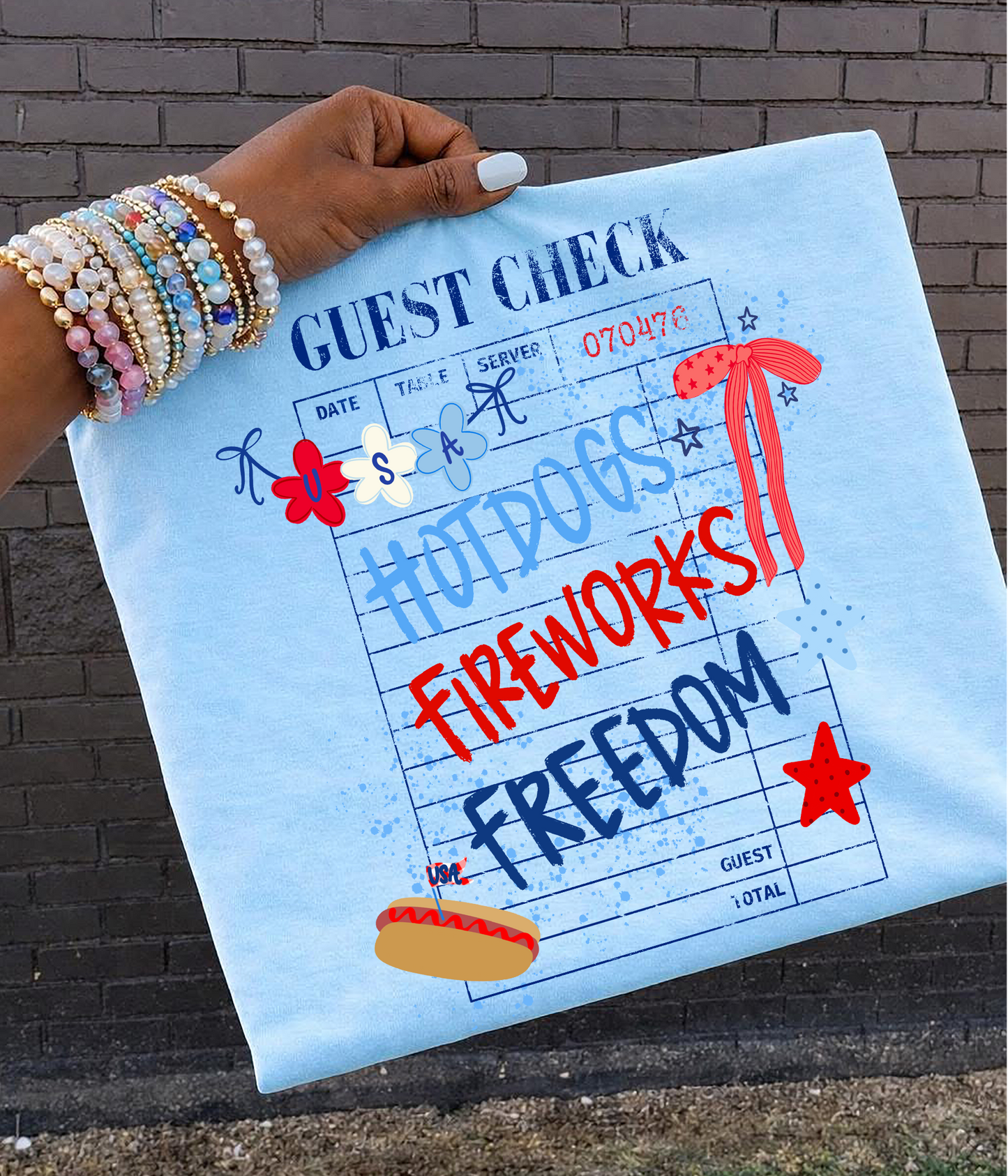 Guest check 4th of July DTF Transfer design