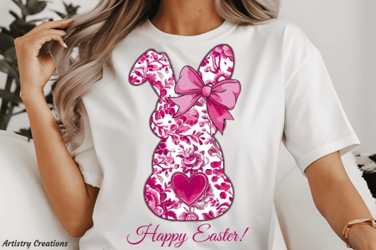 HAPPY EASTER PINK FLORAL DTF Transfer Design