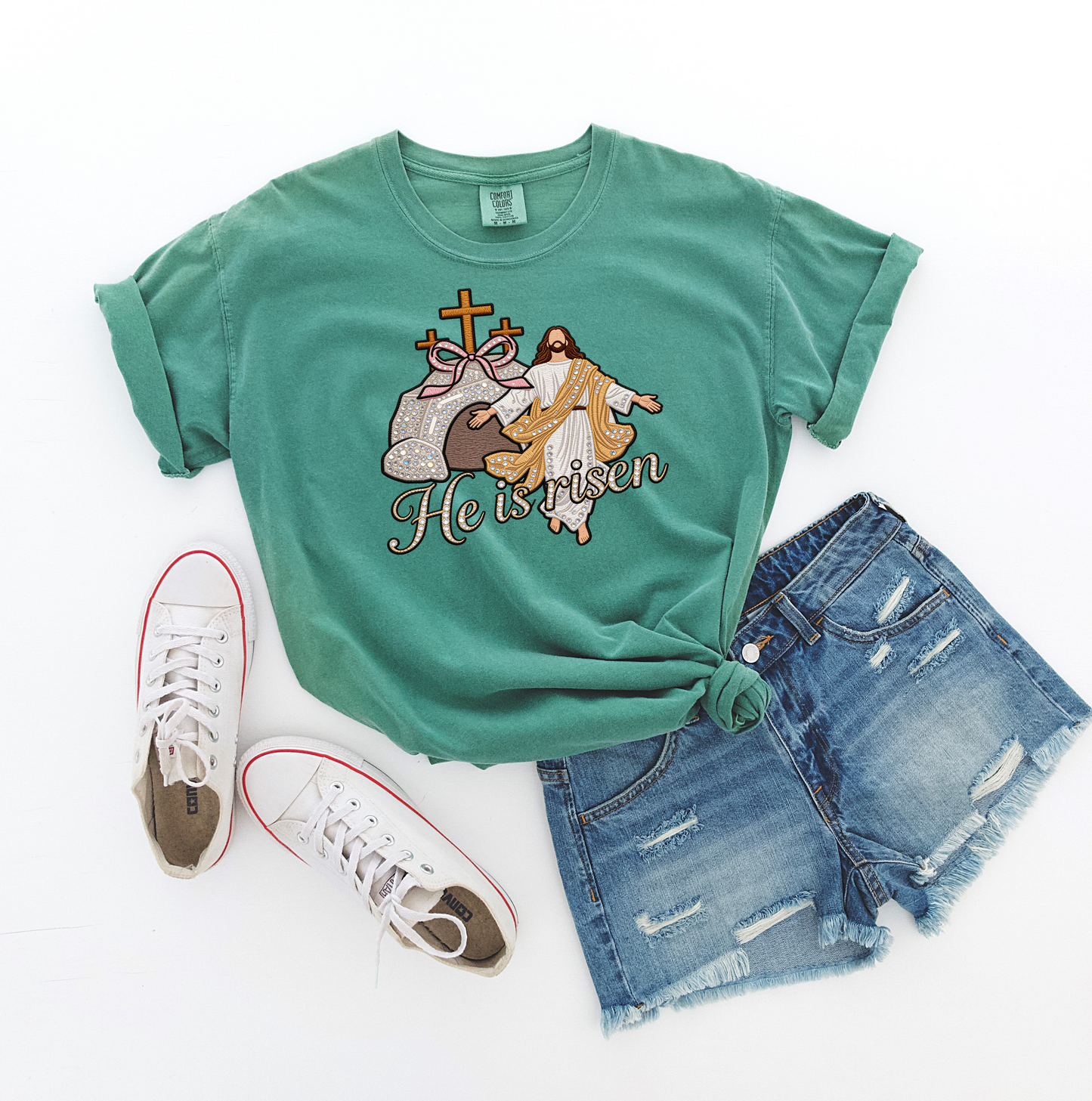 He is risen rhinestone DTF Transfer Design