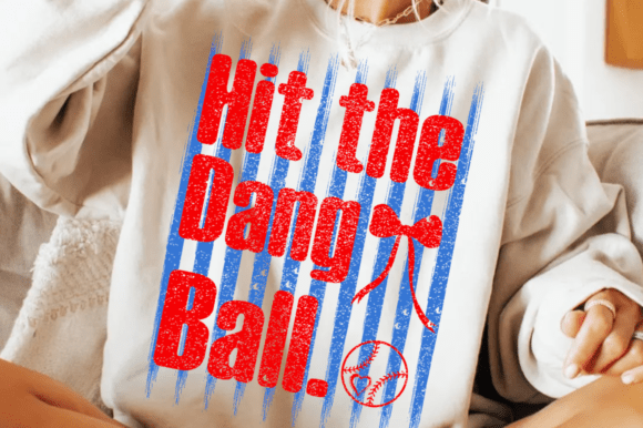 Hit The Dang Ball Striped Baseball DTF Transfer Design