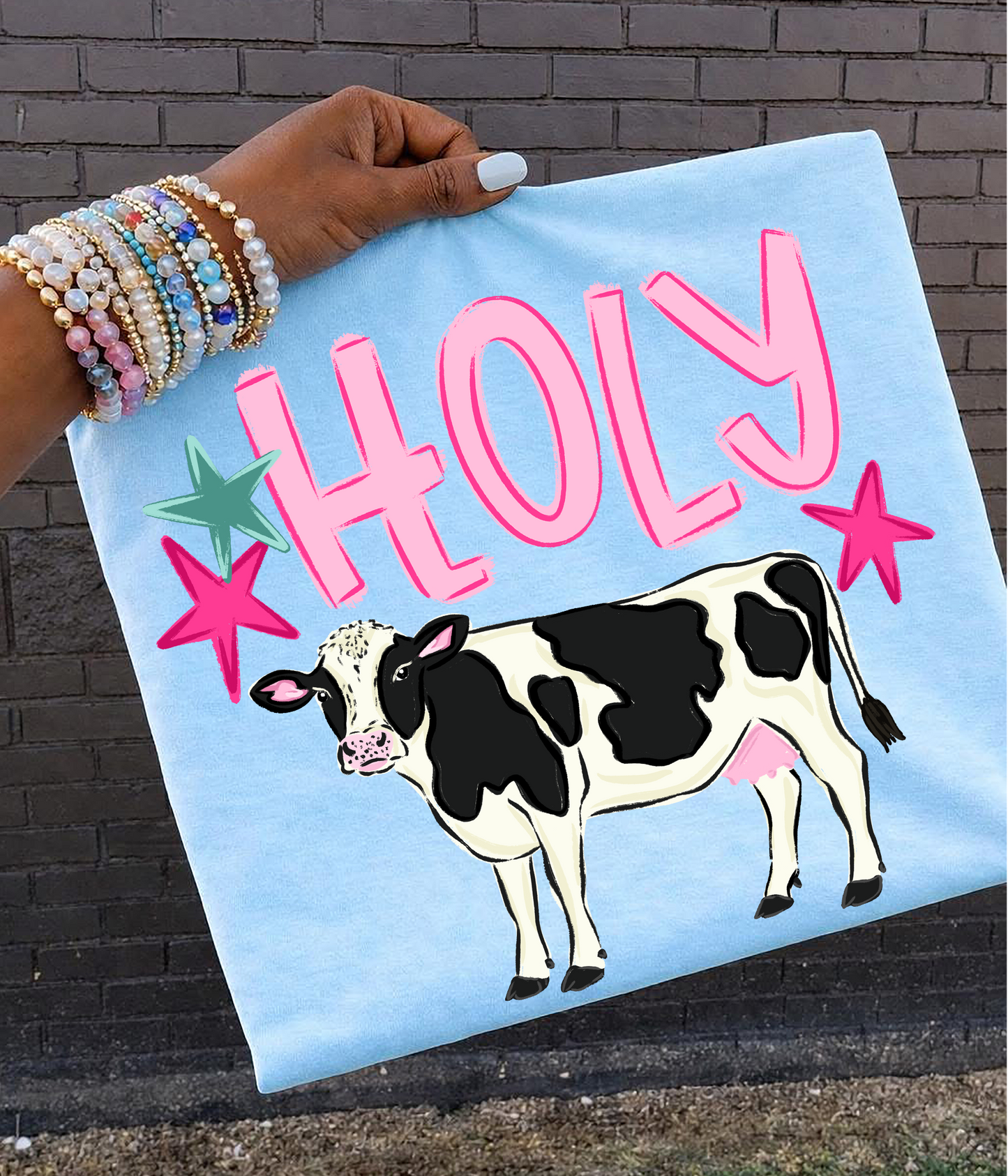 Holy Cow with stars DTF Transfer Design